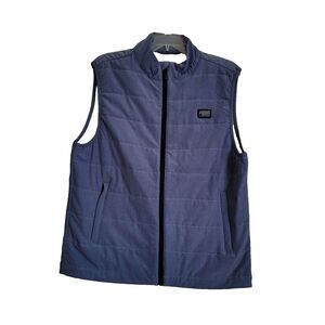 Live Forever Golf Vest Mens Medium Blue Quilted Zip Pockets Outdoor Hiking